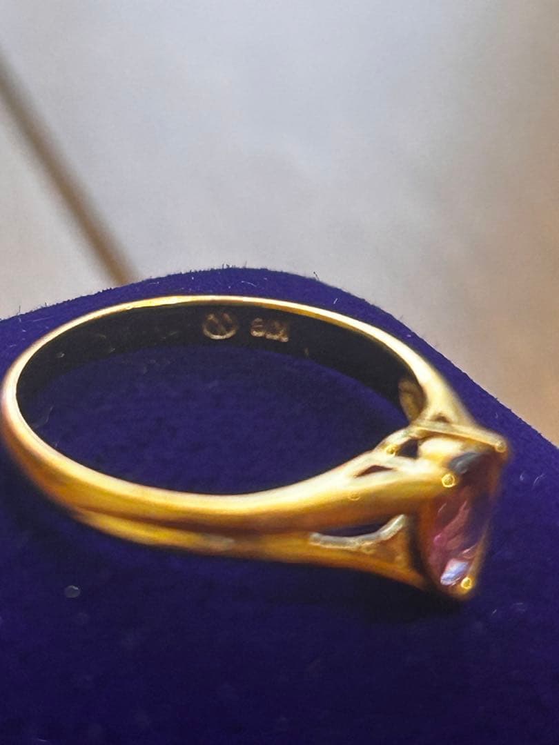 K18　ハートモチーフリング　指輪　ピンクトルマリン　12.5号