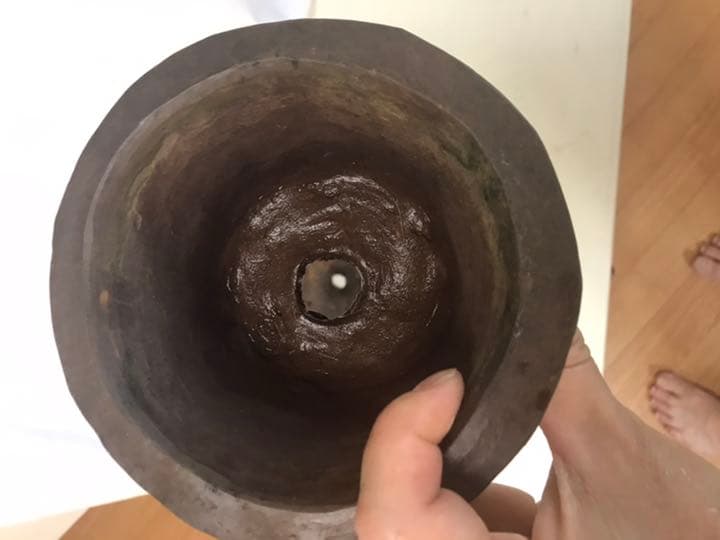 盆栽鉢　時代古盆栽鉢苔むし杉浦手捻り手作り鉢1点もの松皮小品丸鉢