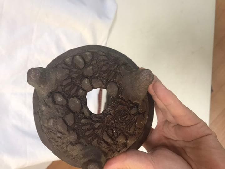 盆栽鉢　時代古盆栽鉢苔むし杉浦手捻り手作り鉢1点もの松皮小品丸鉢