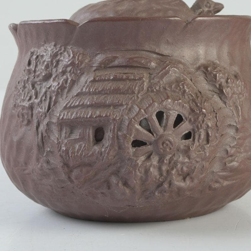 煎茶道具 萬古焼 英山造 紫砂 朱泥 鳥顔出 横手急須 V