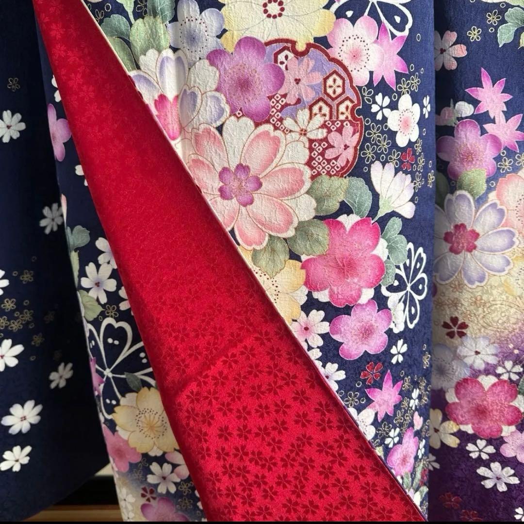 正絹振袖セット ピンク地の古典的な金彩模様と十二単風の重ね仕立 成人