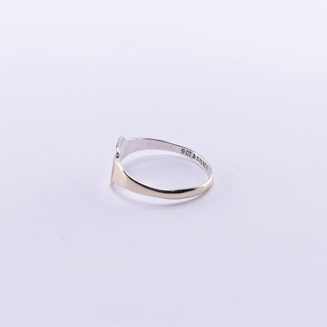 英国製 9金 シルバー925 30s ヴィンテージ シグネットリング 14号