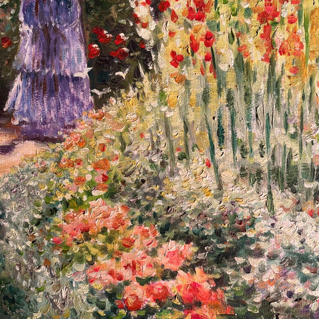 手書き油絵 クロード・モネ グラジオラス 額付き 肉筆絵画 インテリア 油彩画