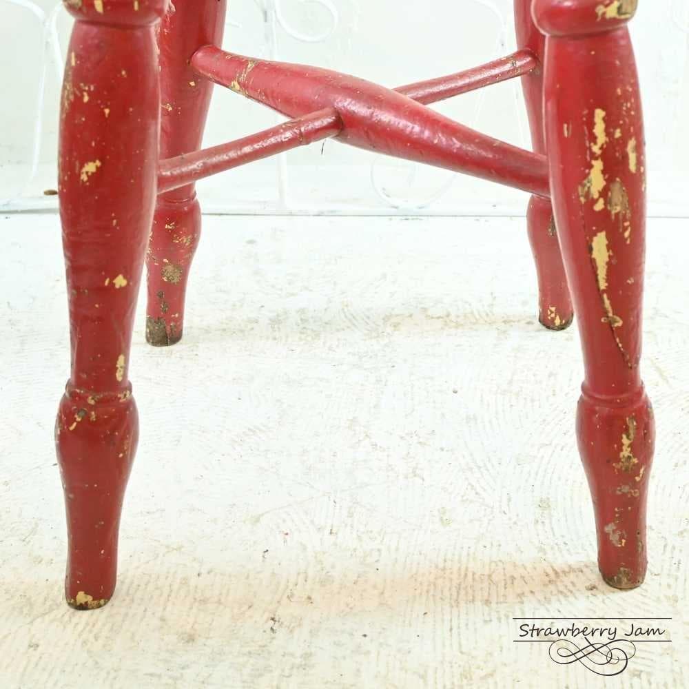 L3705-11 英国アンティーク スツール ヴィクトリア 赤 キッチンスツール