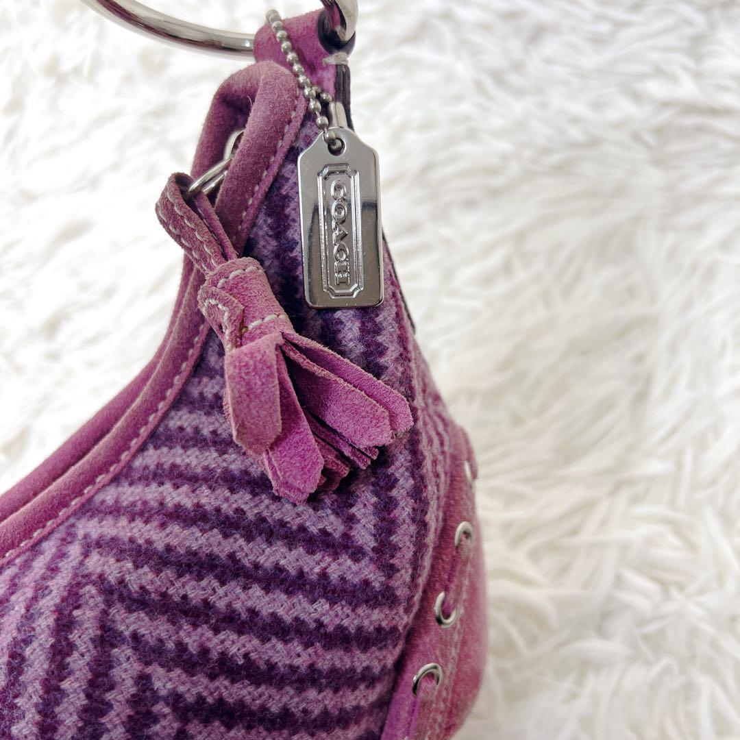バッグ COACH Purple Herringbone Suede Bag Y2K