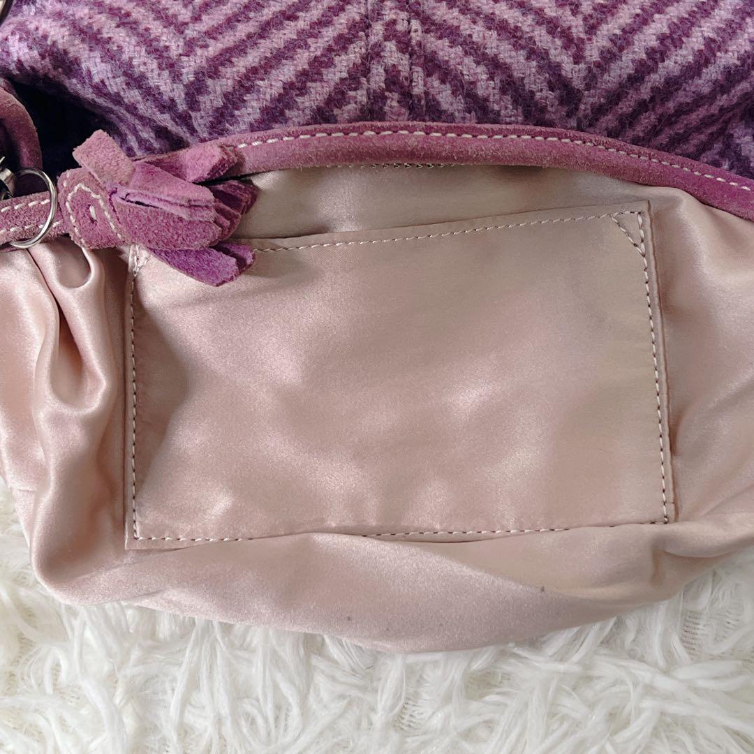 バッグ COACH Purple Herringbone Suede Bag Y2K