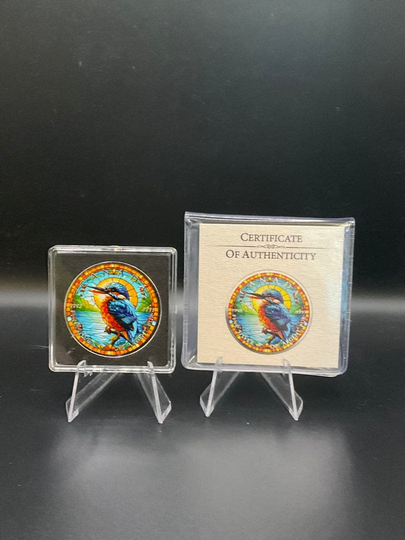 【ラスト】2025年カナダ ステンドグラス風 カワセミ 1オンス カラー銀貨