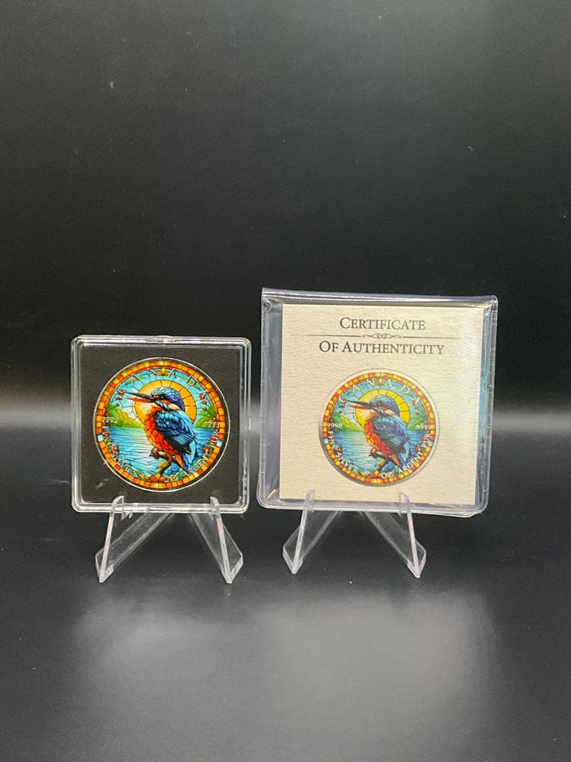 【ラスト】2025年カナダ ステンドグラス風 カワセミ 1オンス カラー銀貨