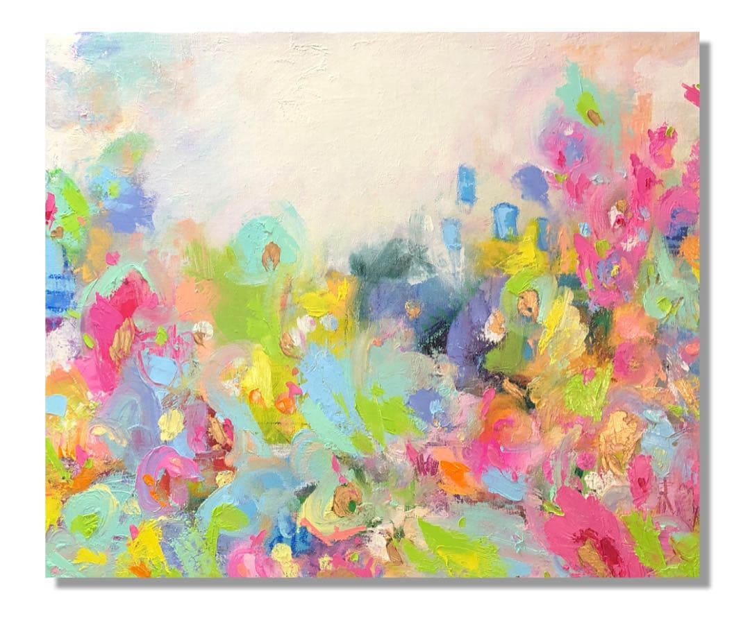 絵画油絵原画抽象画北欧パステルカラー春アートインテリアF8