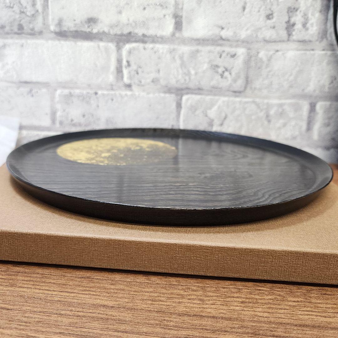 箔一 おぼろ月 トレイ 10寸（漆）