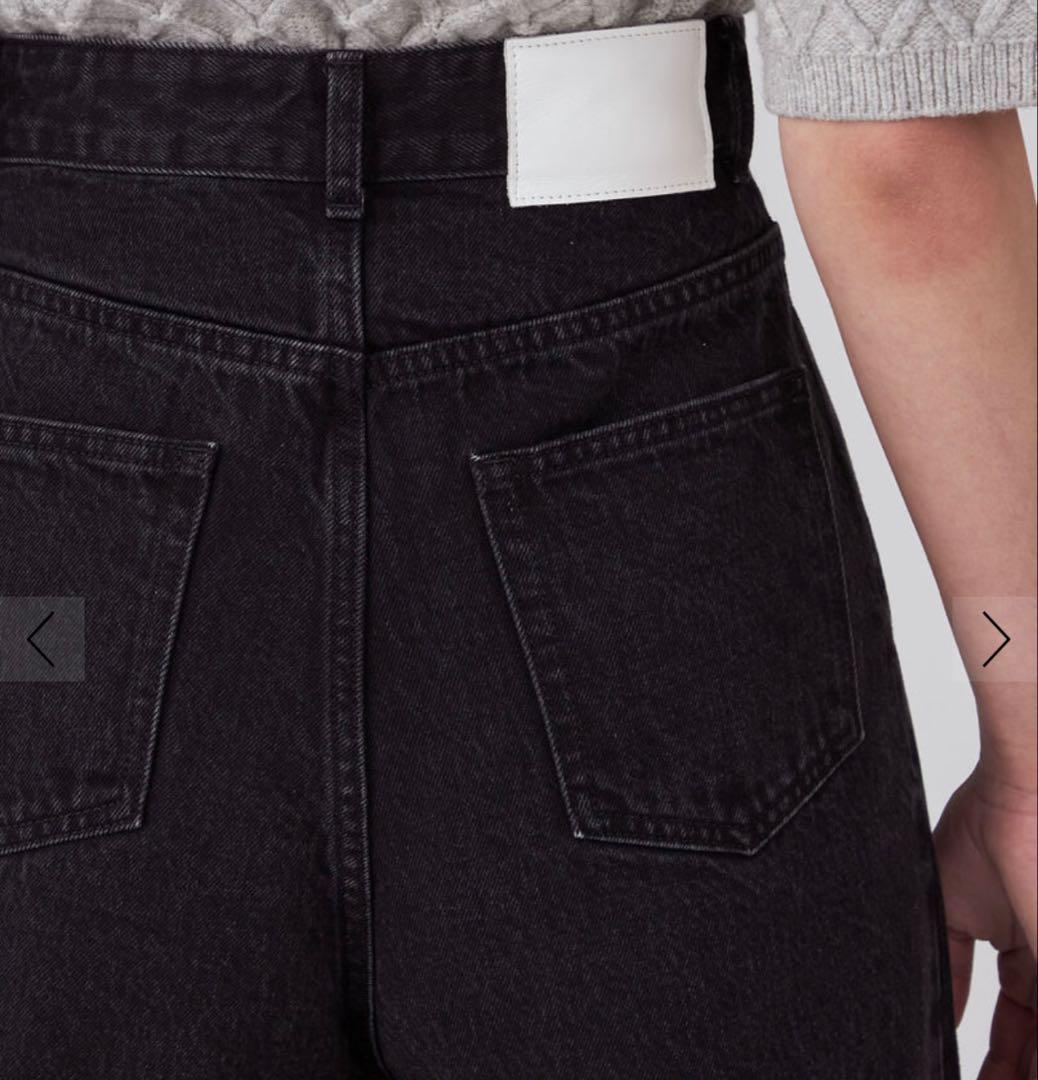 コットンデニム タックワイドパンツ