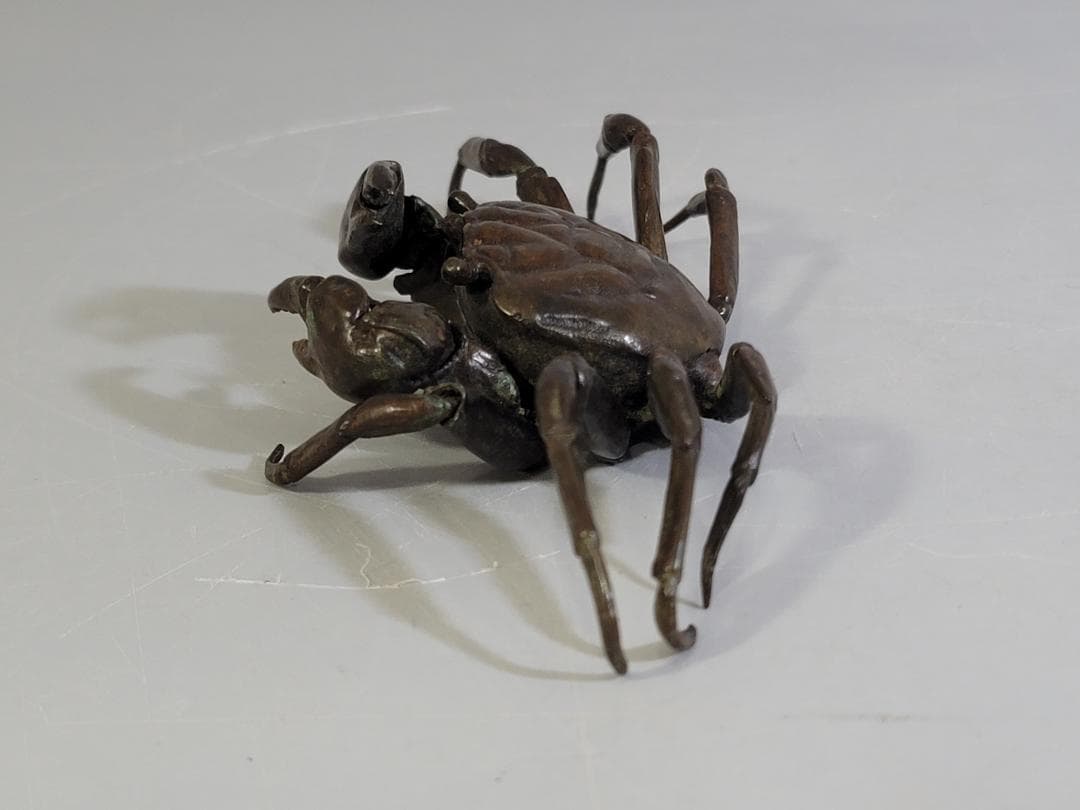 古銅 蟹 自在 盆石飾り 在銘 置物 DT613