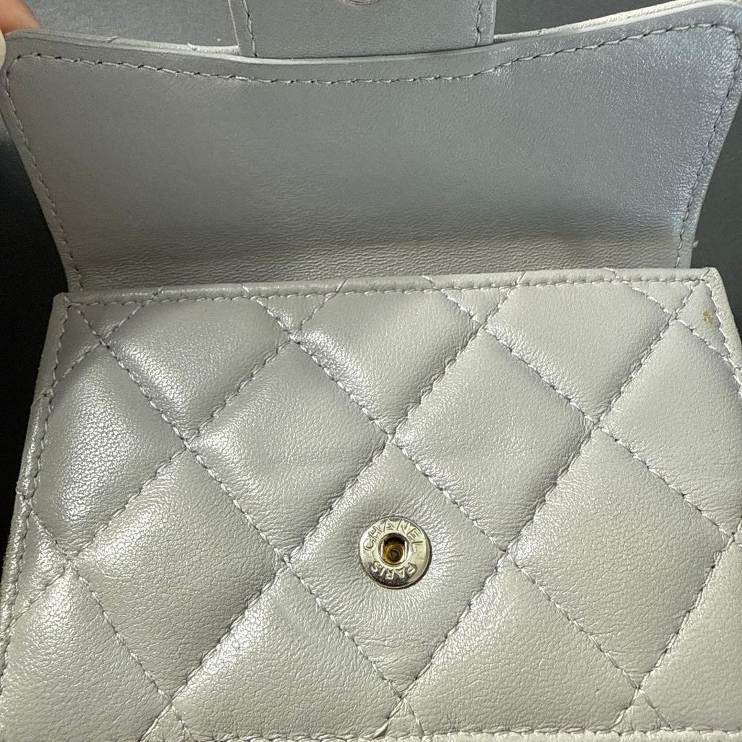 シャネル　CHANEL コンパクト　財布　三つ折り　グレー