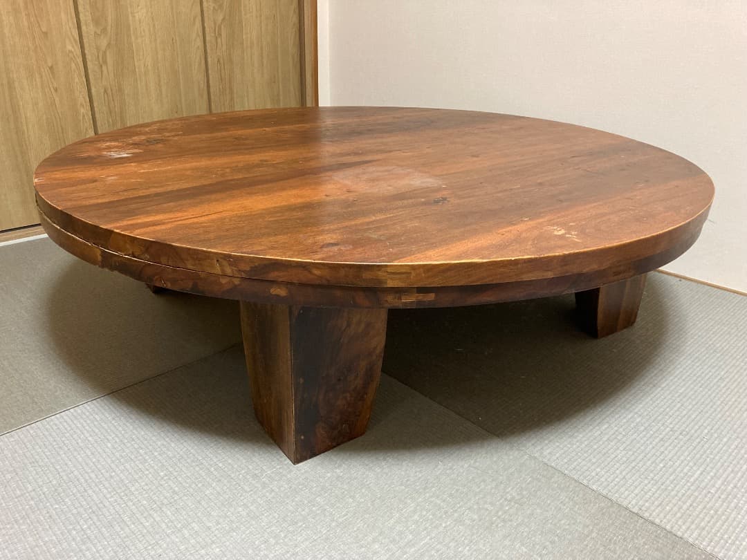 木製ラウンドテーブル 1250丸型 ダークブラウン 座卓ちゃぶ台四角