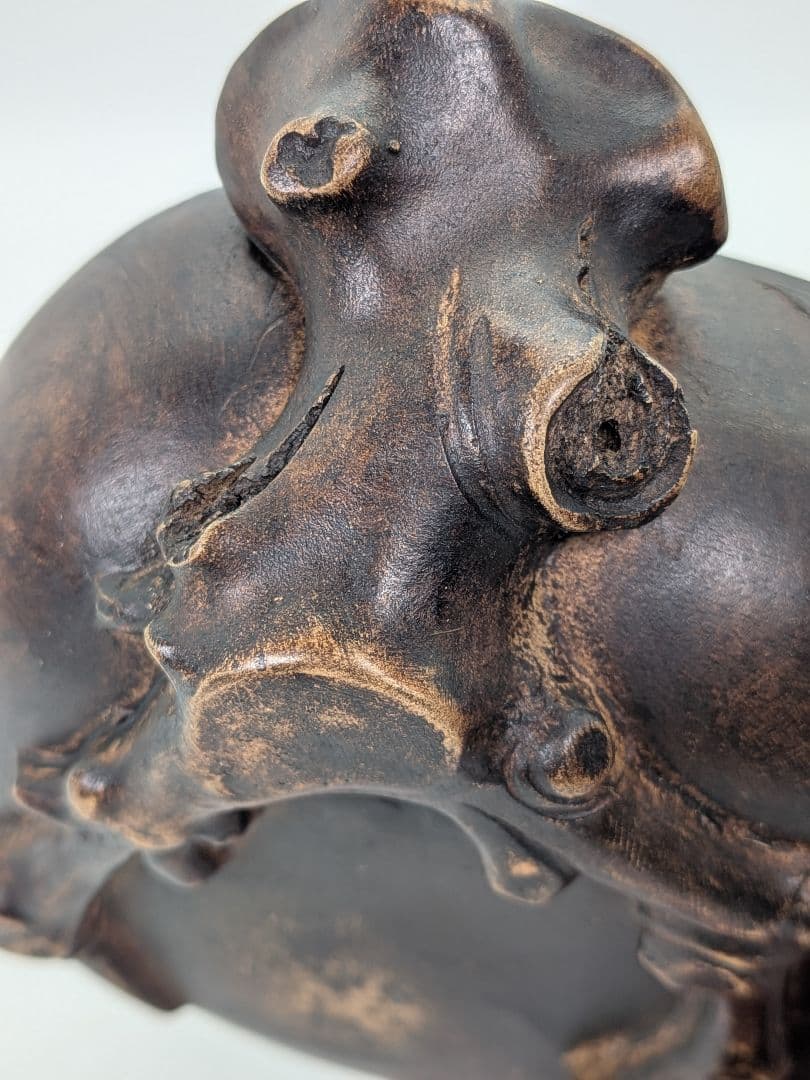 桃香炉 陶器製 合箱合布 香爐 香道具 抹茶道具 茶器 置物 細工物 モモ 古玩