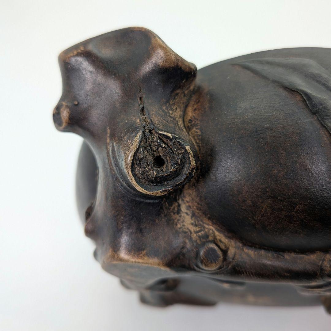 桃香炉 陶器製 合箱合布 香爐 香道具 抹茶道具 茶器 置物 細工物 モモ 古玩