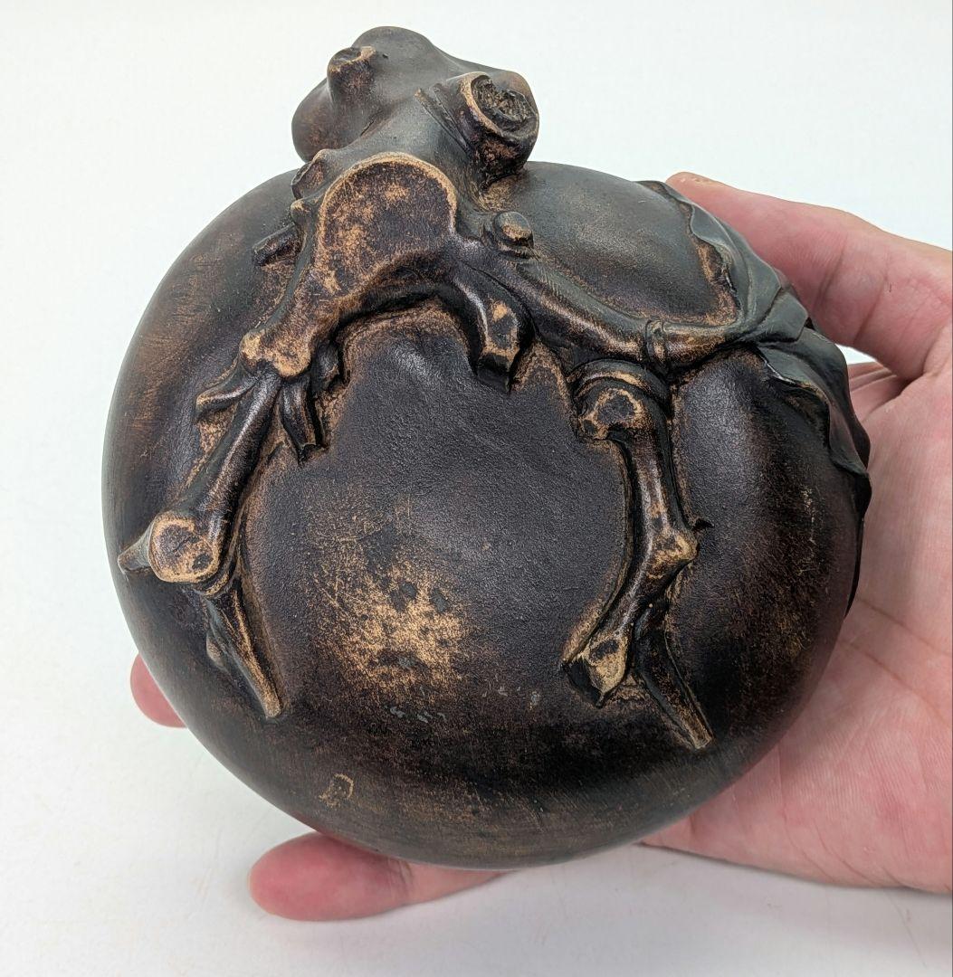 桃香炉 陶器製 合箱合布 香爐 香道具 抹茶道具 茶器 置物 細工物 モモ 古玩