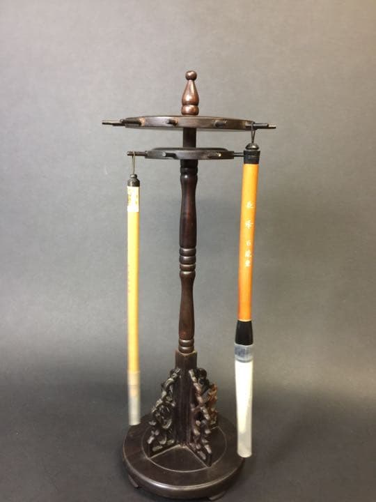 自在鉤 [B23546] 銅製 軍配 扇 鉄製 心棒 囲炉裏 古民具