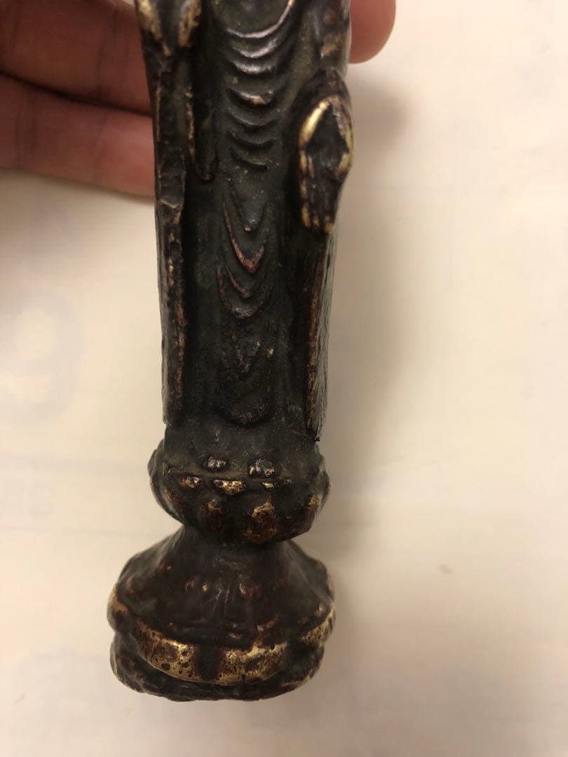 古董，阿弥陀如来像，中国清時代，古铜製，旧家藏出。