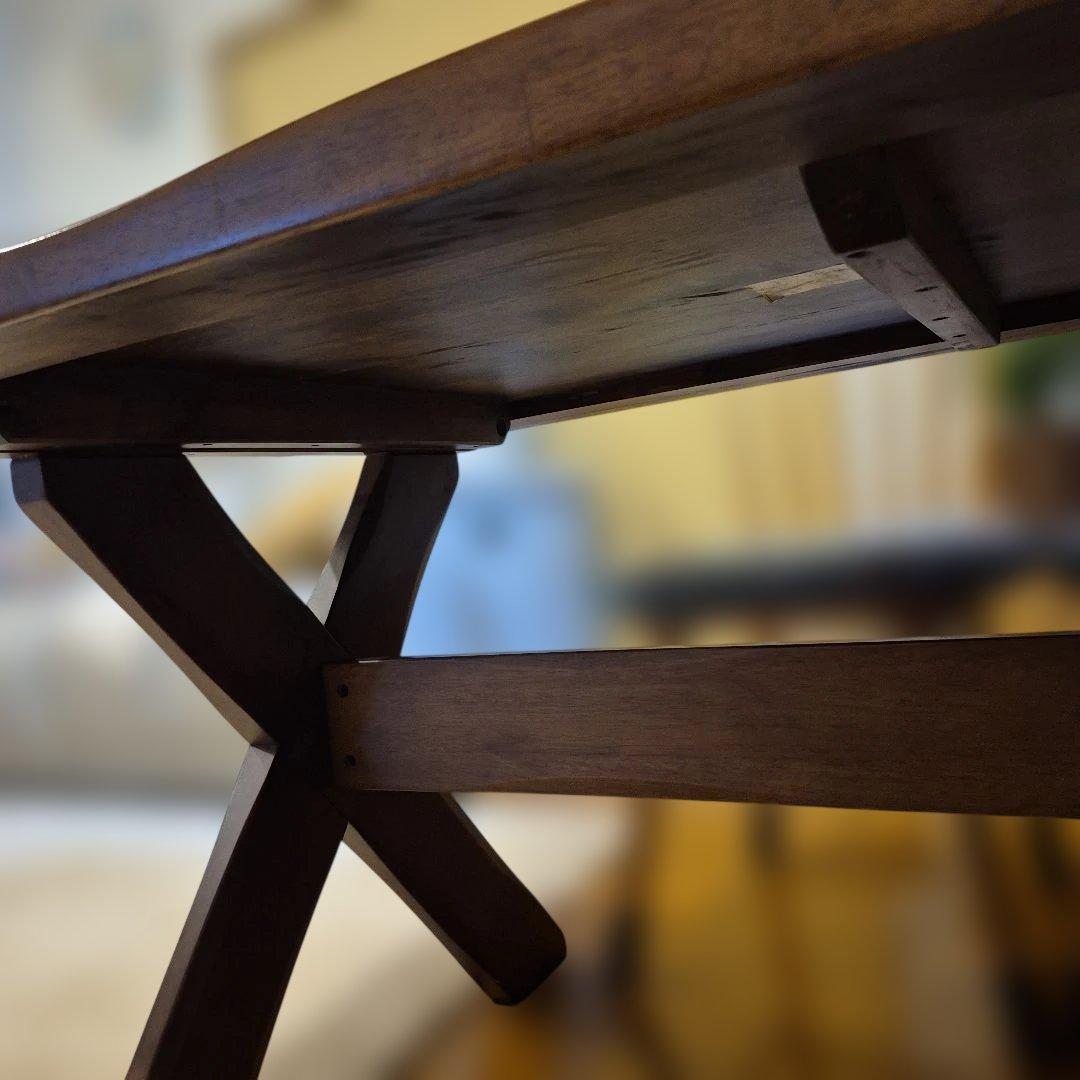 1/15まで　天然木　ダイニングテーブル X型脚135×80送料込み