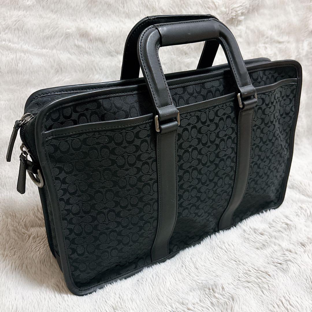 【美品】Couch ビジネスバッグ ブリーフケース キャンバス シグネチャー 黒