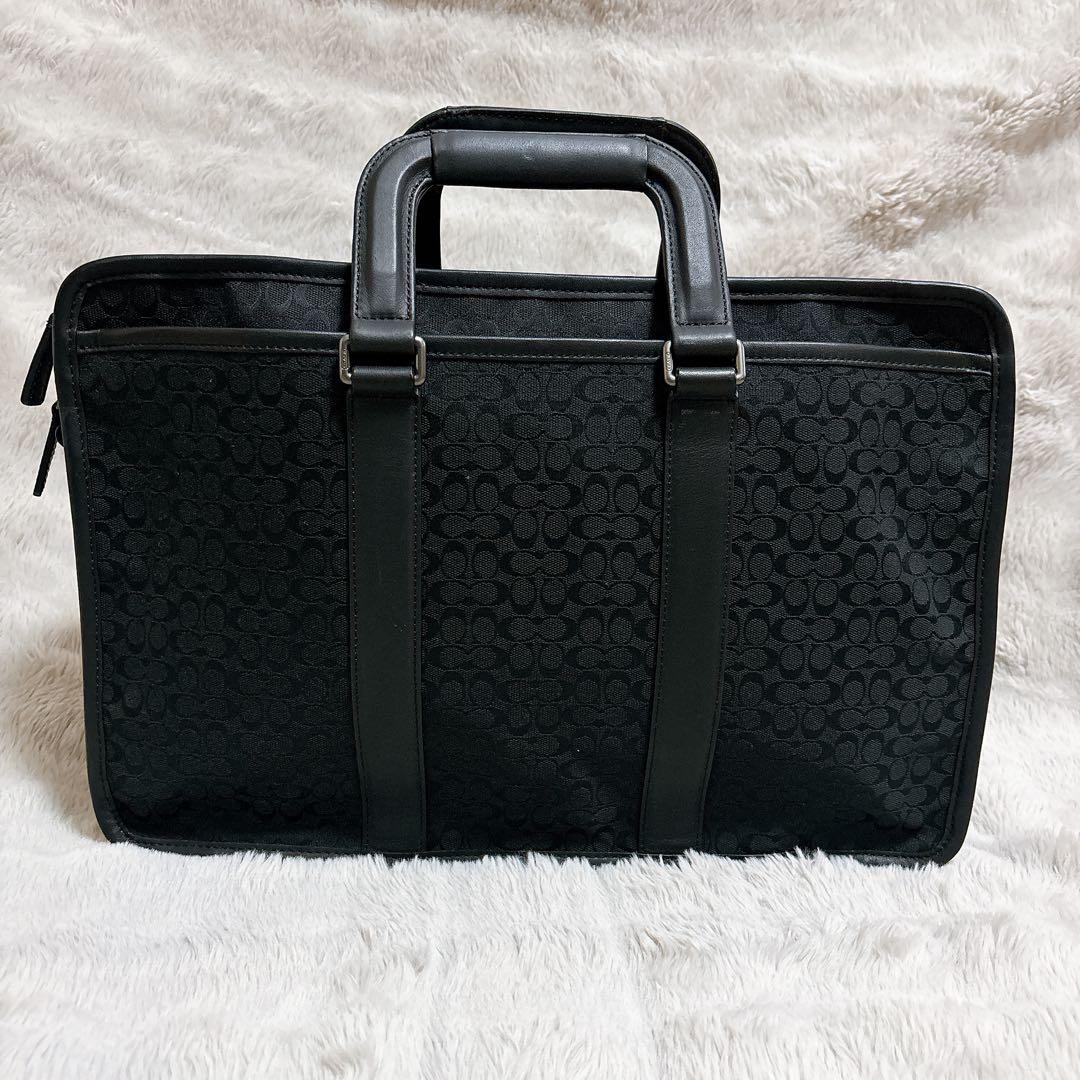 【美品】Couch ビジネスバッグ ブリーフケース キャンバス シグネチャー 黒