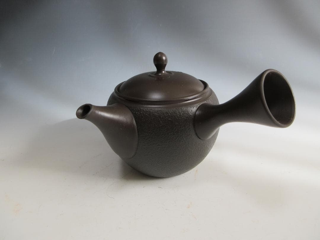 【未使用】常滑焼 秋峰造 紅葉紋様 黒泥 急須 共箱 茶注