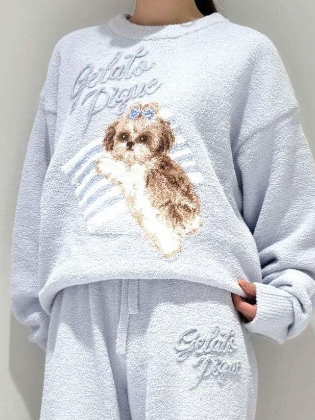 新品♥️ジェラートピケ シーズージャガードプルオーバー BLU　ジェラピケ