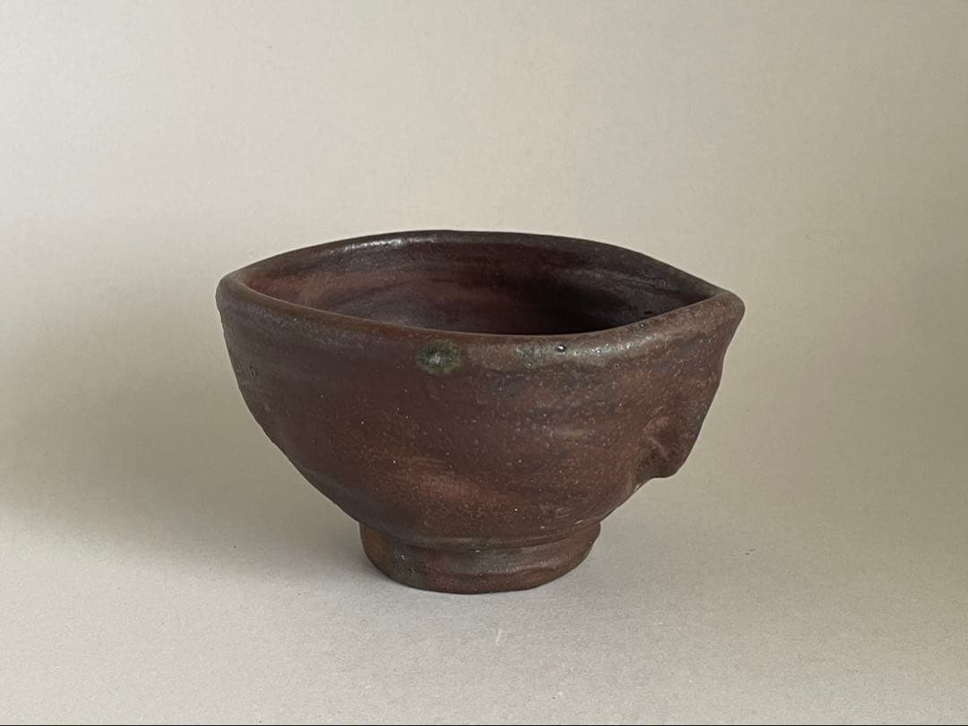 島武己(武巳) 茶碗 お碗 箱付き やちむん 焼締め 茶道具　検索:國吉清尚