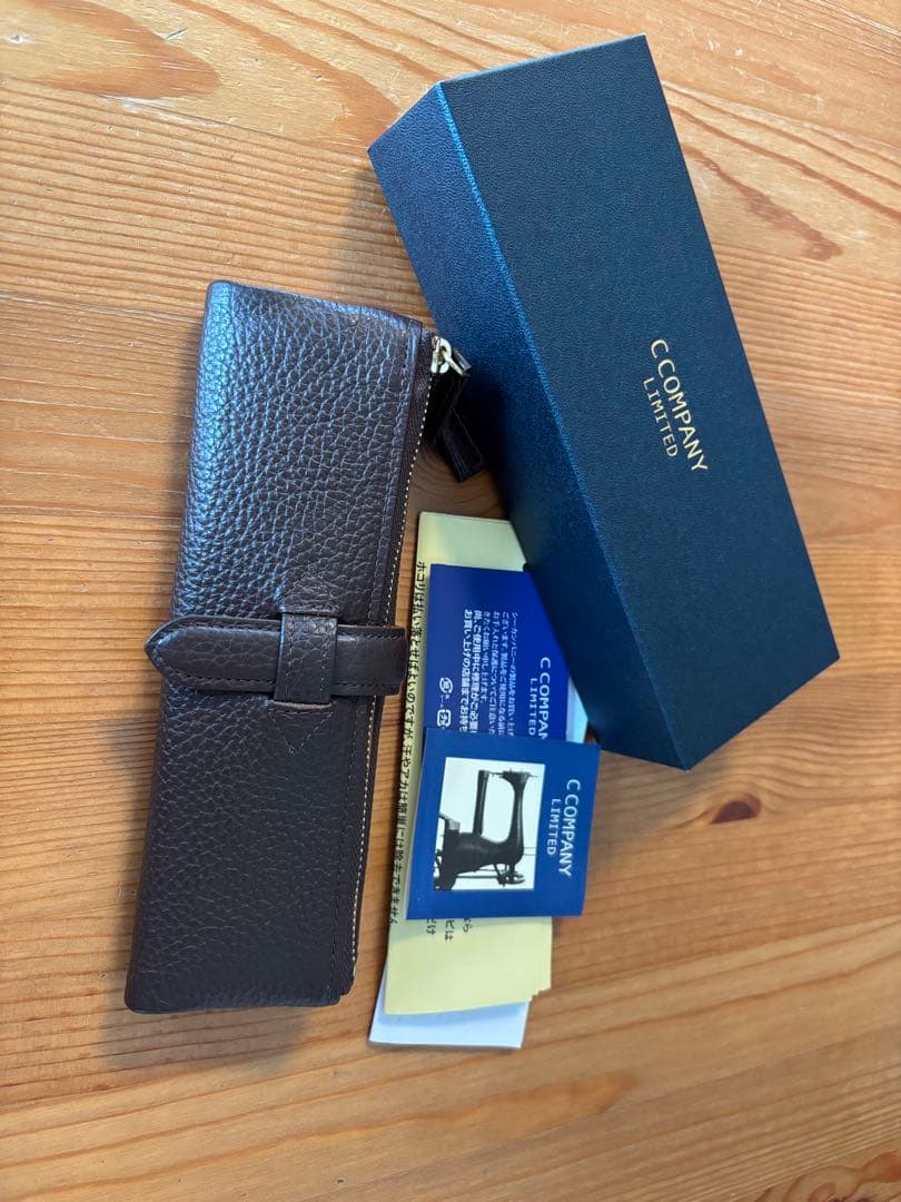 CANZO ブラウンレザー 筆箱 ジッパー式