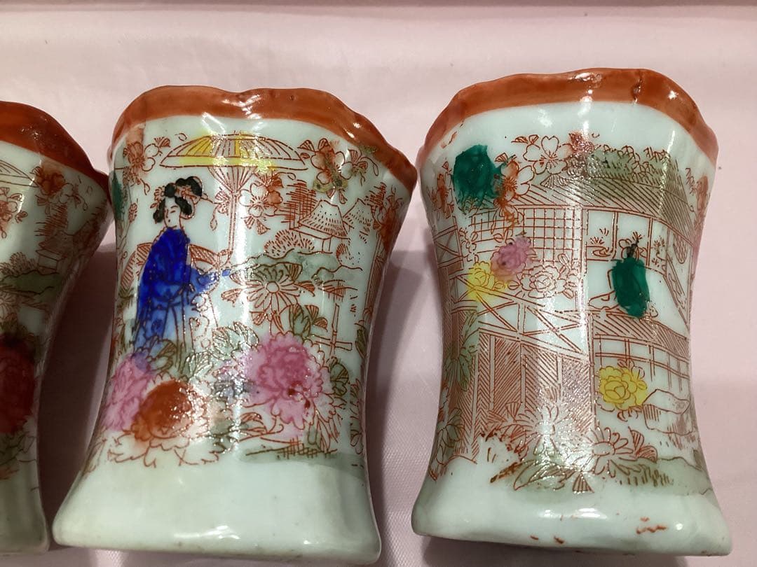 ビンテージ 九谷焼爪楊枝入れ 舞妓 オキュパイドジャパン骨董 陶磁器