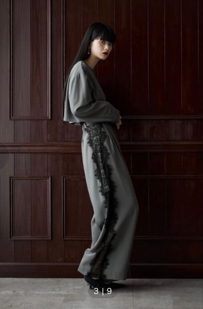 セットアップパンツドレス　アシメデザインジャケット&サイドレースパンツ