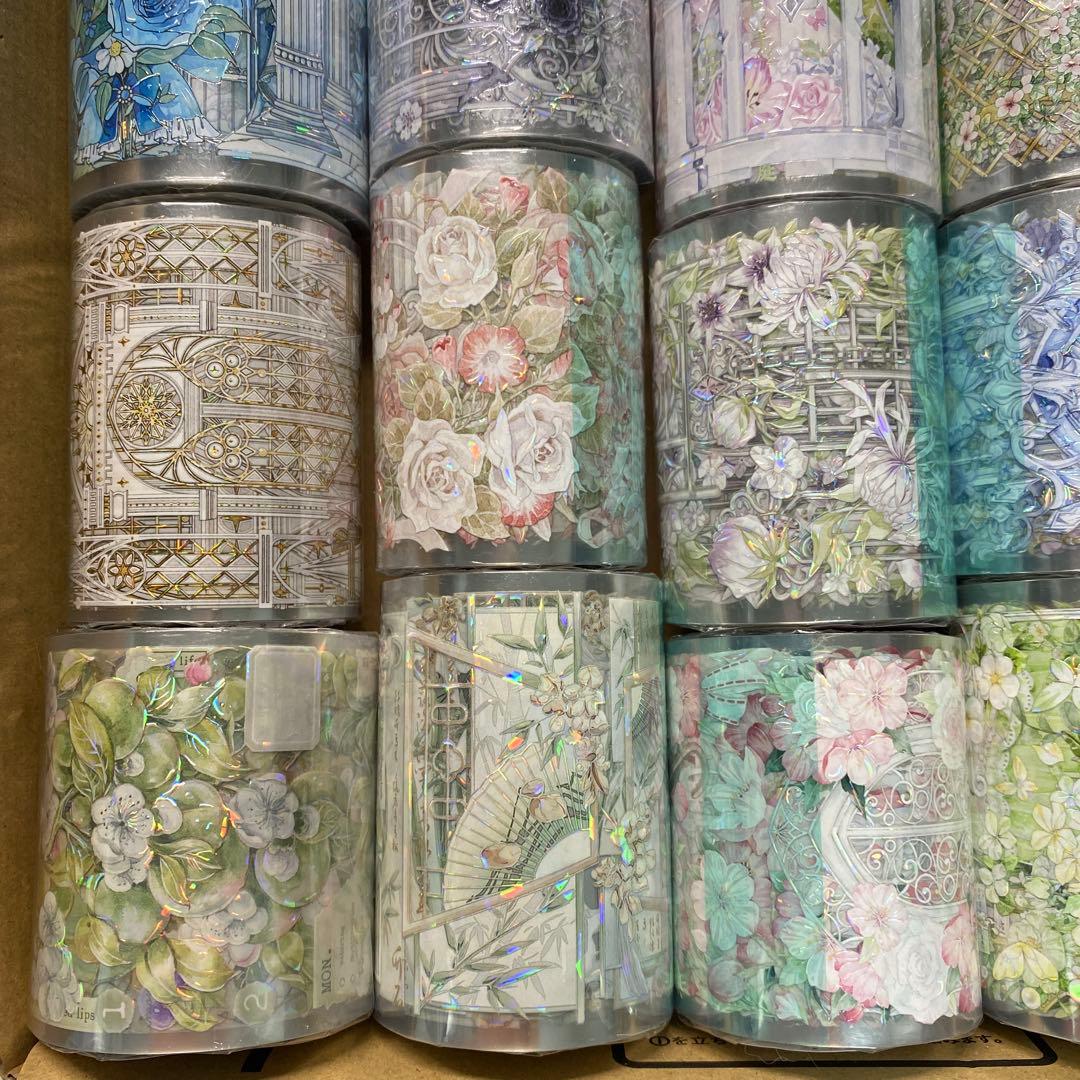 【セール❼】14本巻セット貝殻光PETマスキングテープ　人物/お花/装飾系