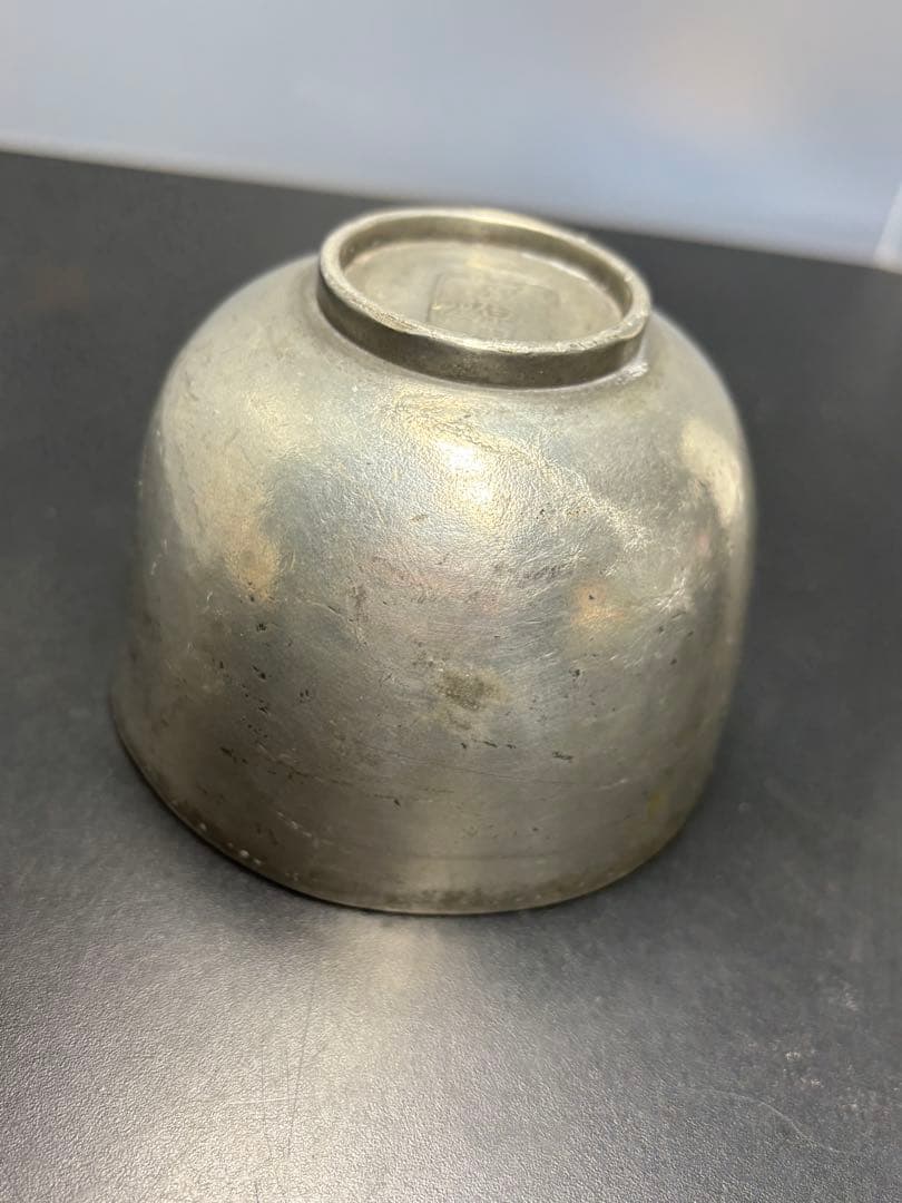 【希少品】生錫 京原田請合 アンティーク 骨董品 金属工芸 湯呑み
