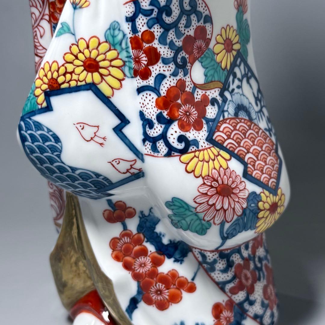 大五窯 色鍋島 古伊万里人形 高さ34cm 37cm 共箱 全手描き