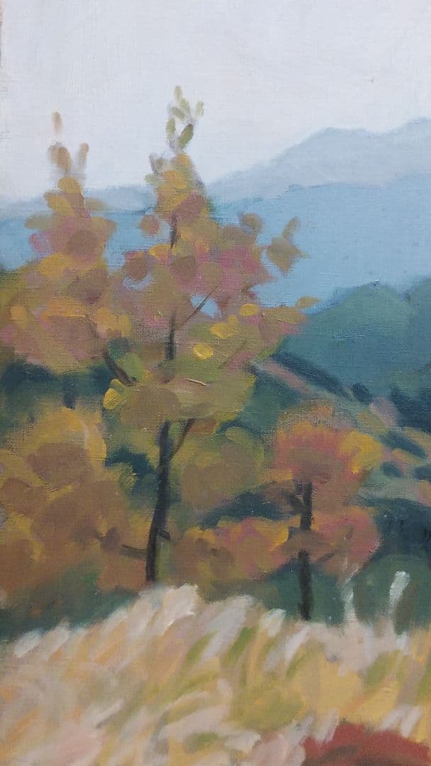 三角 嘉寿男　「秋景色」　油彩　F8号　一水会員　師：石井柏亭、坂本繁二郎