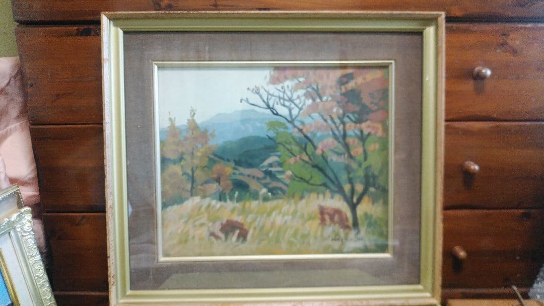 三角 嘉寿男　「秋景色」　油彩　F8号　一水会員　師：石井柏亭、坂本繁二郎