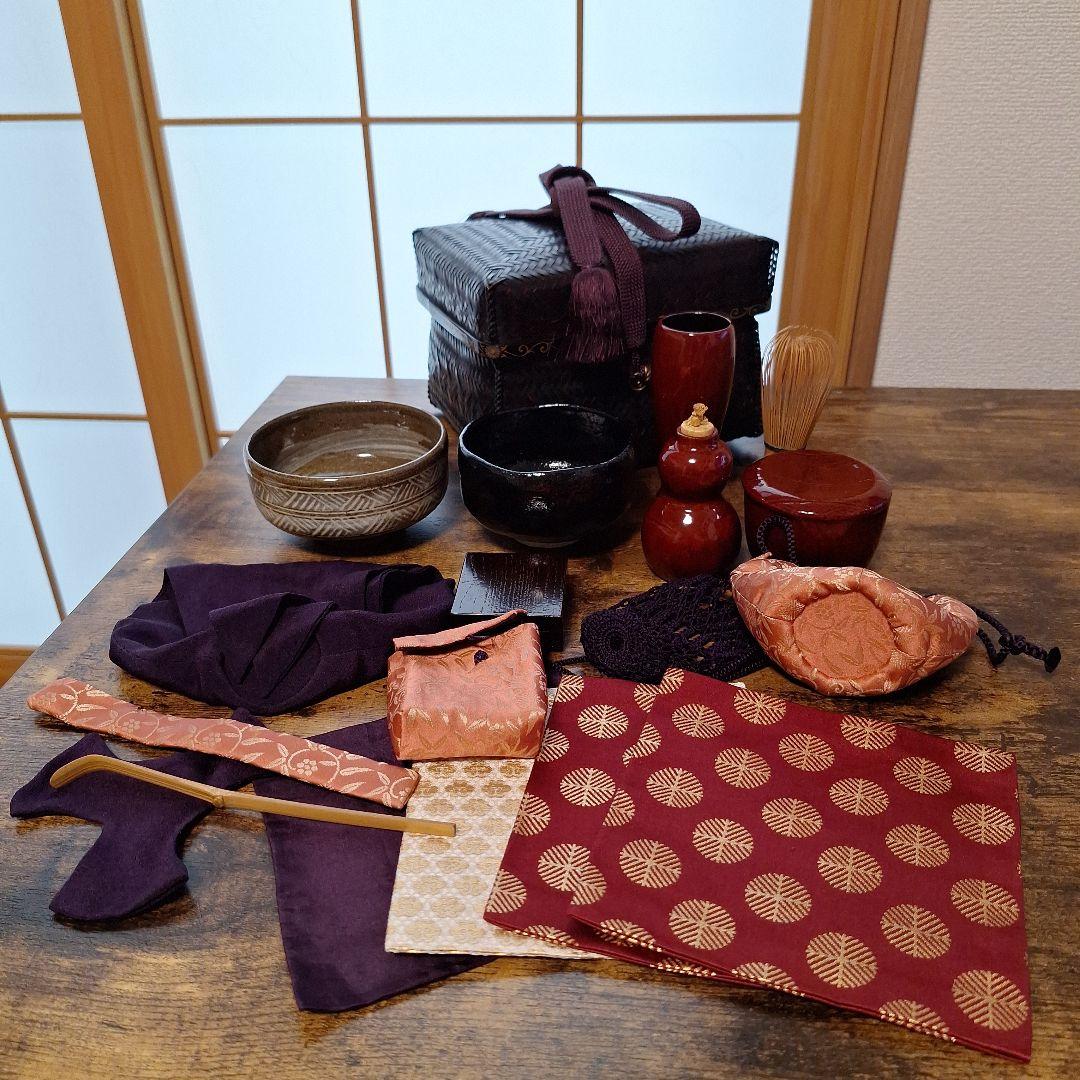 御所籠　茶道具　一式 セット　色紙点前　野点 お問合せ】御所籠セット 菁竺作 （色紙点前に） 《総合》