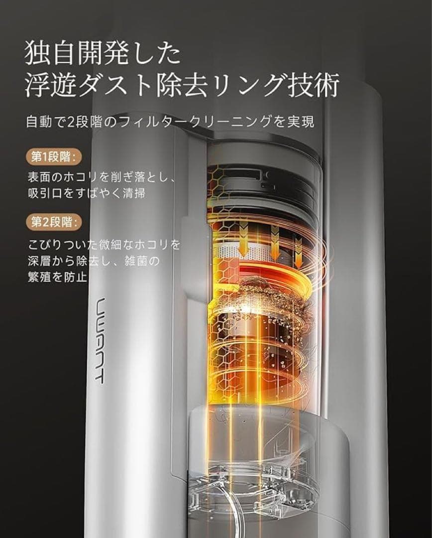 コードレス掃除機 業界初 生体模倣型除塵リング 自動ゴミ収集ドック 3in1