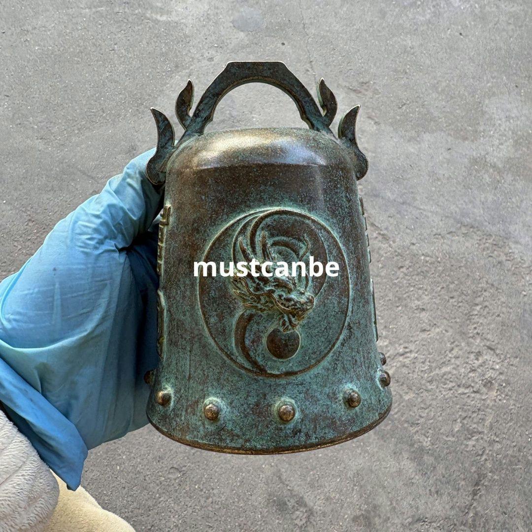 中国古美術 龍紋銅鐘 金属工芸 置物