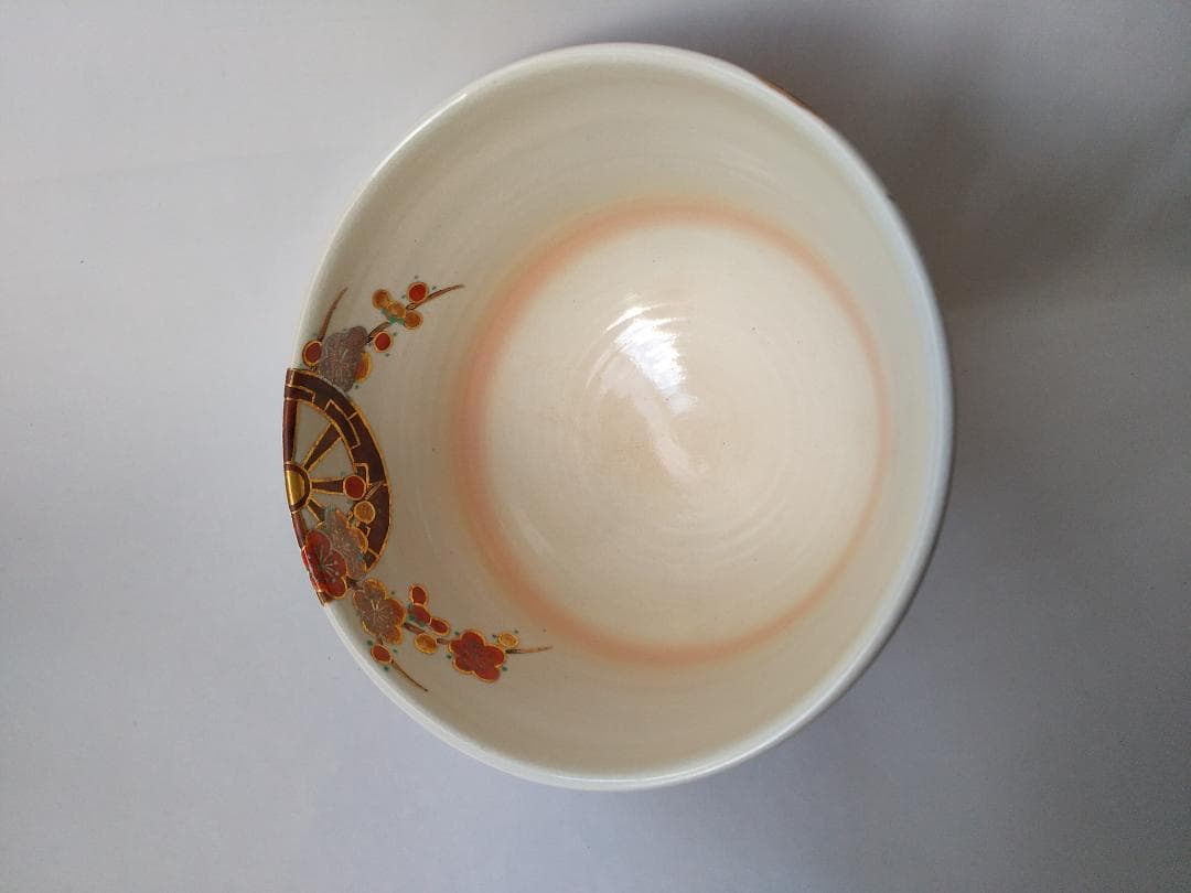 東福窯 中村能久 源氏車之図 茶碗 京焼 共箱 共布 栞 茶道具