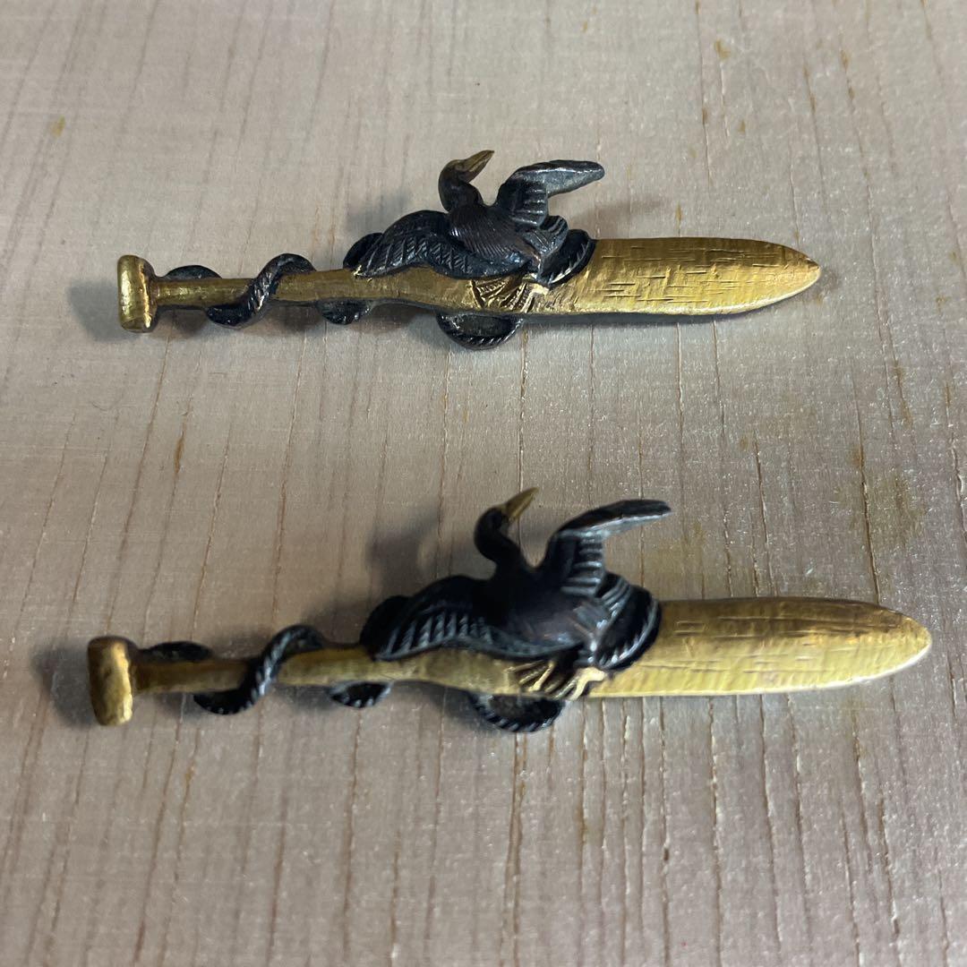 目貫　　2種4個　　刀装具　武具　骨董　時代物　江戸時代