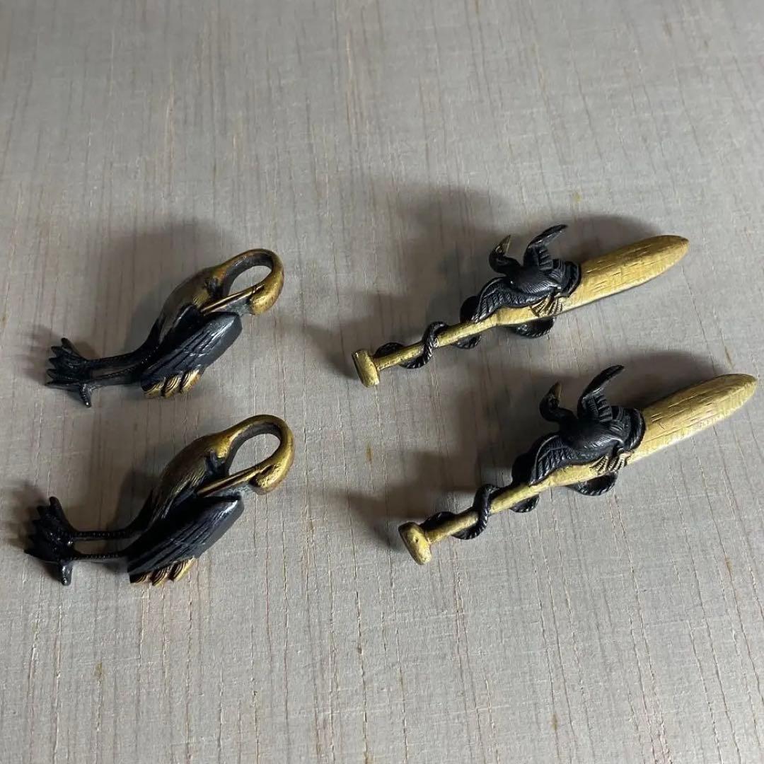 目貫　　2種4個　　刀装具　武具　骨董　時代物　江戸時代