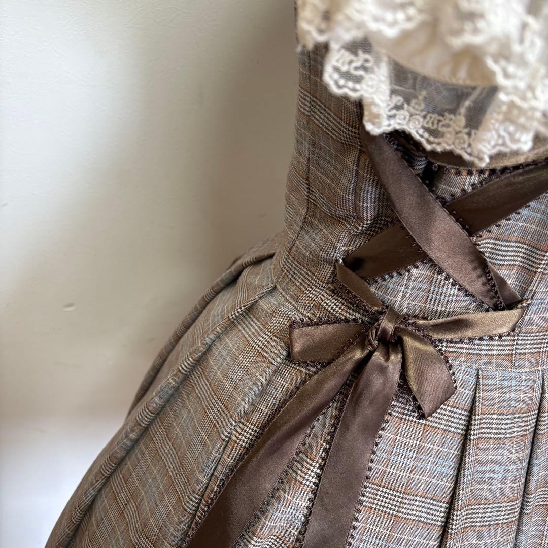 innocent Wordチェック×リボンジャンパースカート