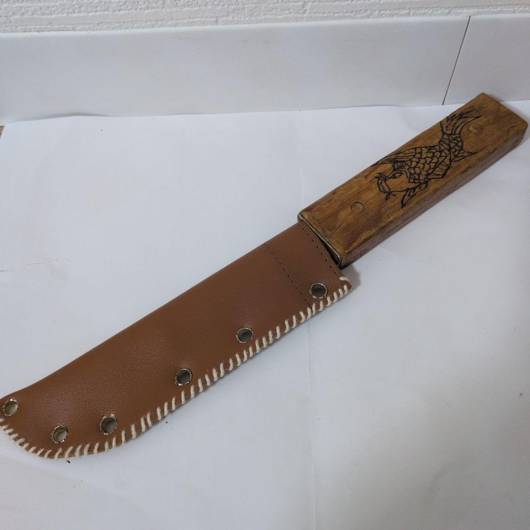 日本刀　残欠　合法サイズ　竹製ハンドル　錦鯉　レザーシース