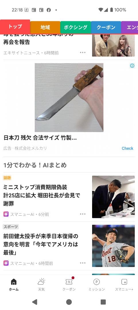 日本刀　残欠　合法サイズ　竹製ハンドル　錦鯉　レザーシース