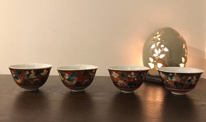 骨董品】九谷焼 木米 急須1個・蓋付茶碗2個・湯呑茶碗4