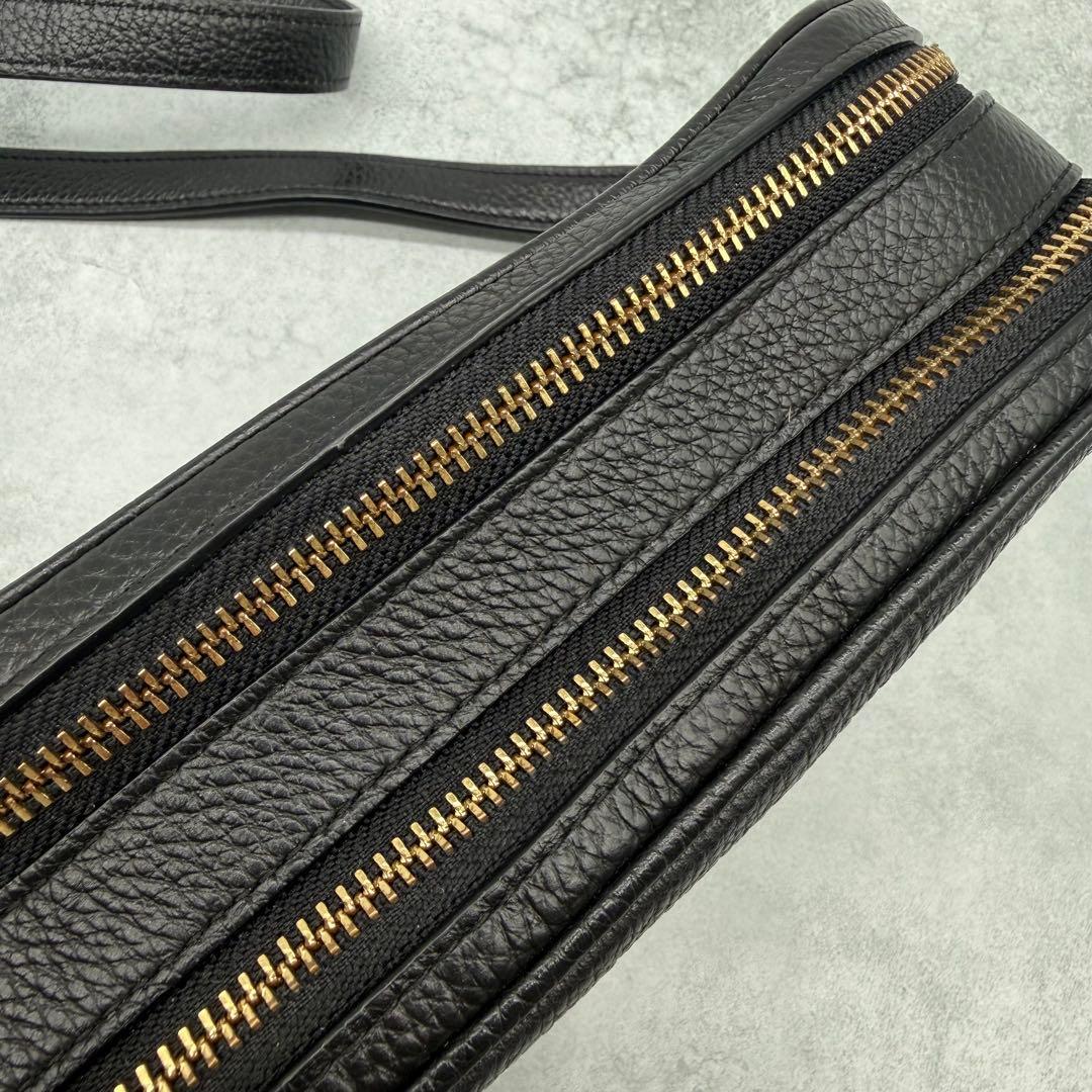 【美品】COACH コーチ ショルダーバッグ ダブルファスナー クロスボディ 黒