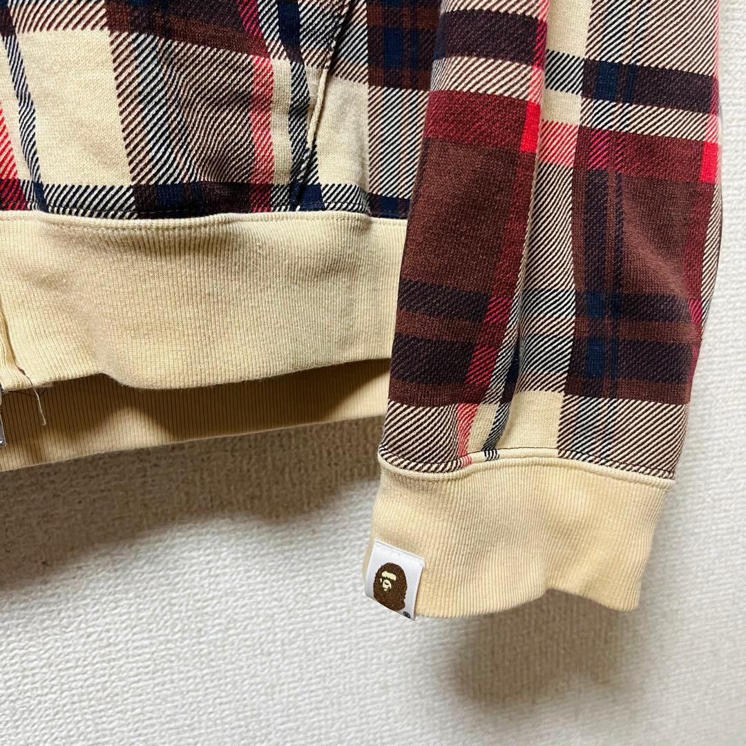 レア A BATHING APE ラブジェネチェック パーカー Lサイズ 日本製
