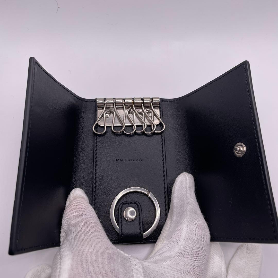 極美品＊ CELINE セリーヌ クロコ型押し レザー 6連キーケース ブラック